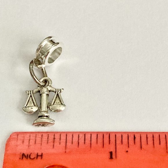 Scales of Justice European Bead Slider Charm SilverTone Zodiac Libra Lawyer Gift - Picture 6 of 7
